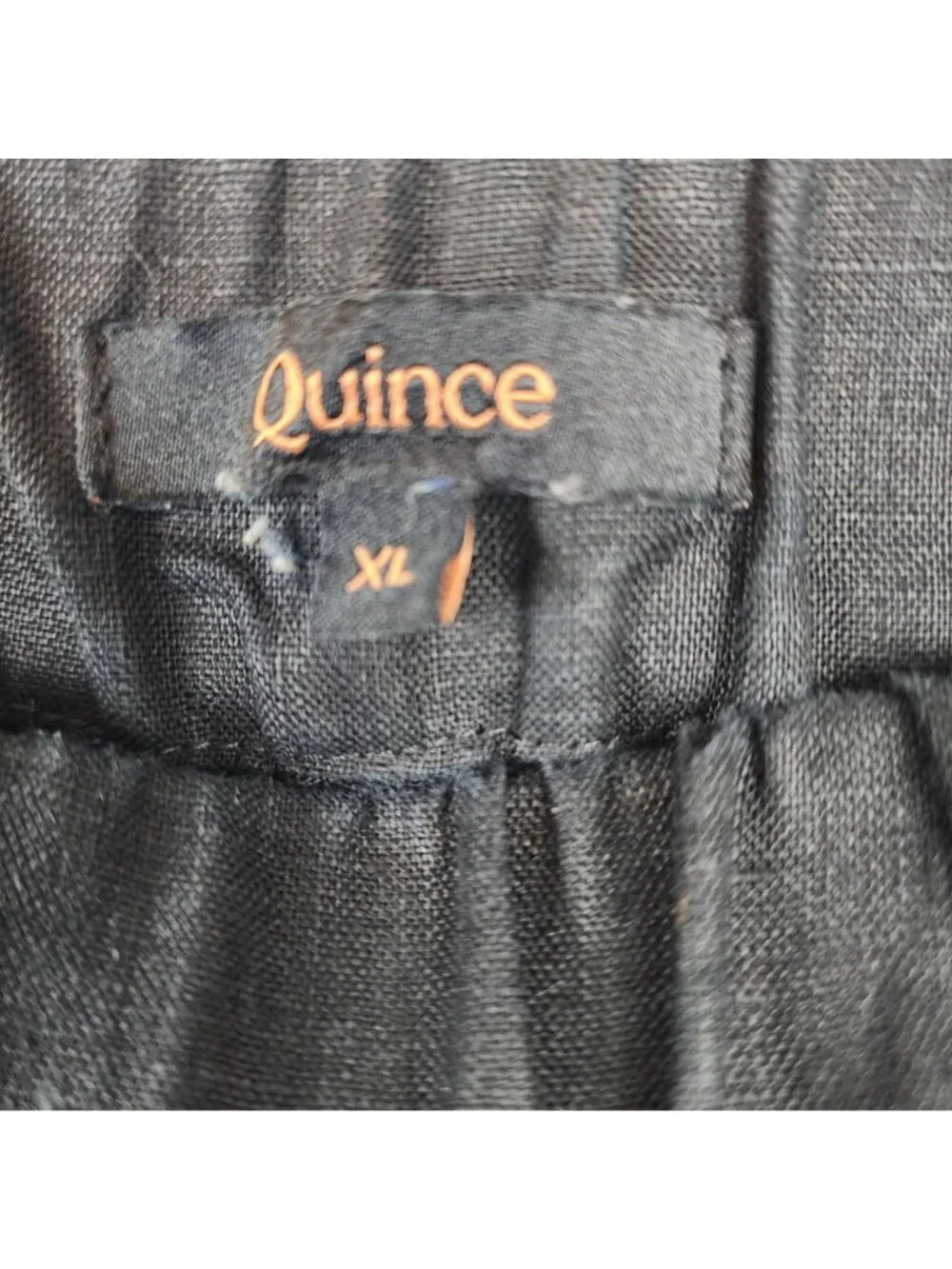 Quince black linen pants elastic waist pockets sz XL women pull-on  25